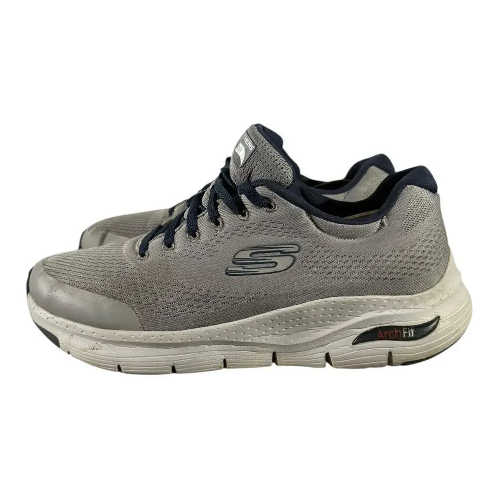 Skechers Men’s Arch Fit Sneakers Air Cooled Gray Blue Knit Comfort Size 10.5